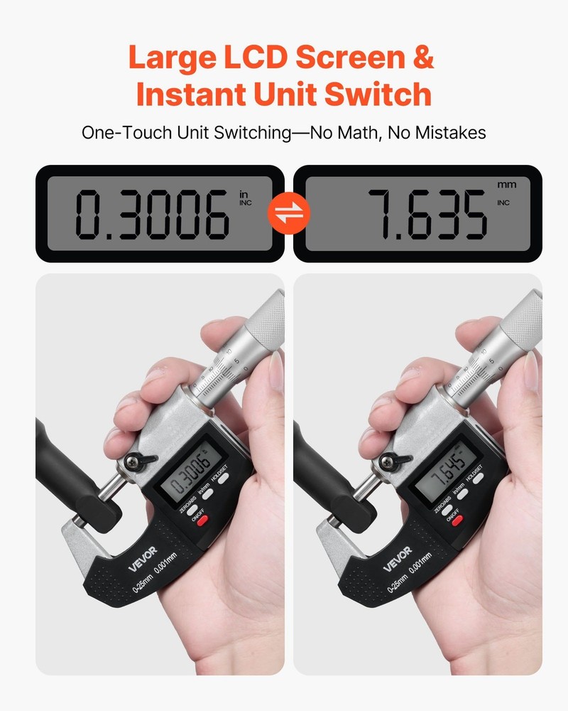 Digital Micrometer Set 0-1" LCD Ultra-Precision Carbide Tip Case