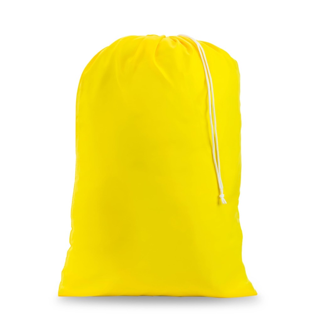 Nylon Laundry Bag Locking Drawstring Closure Machine Washable Yellow 1 Bag