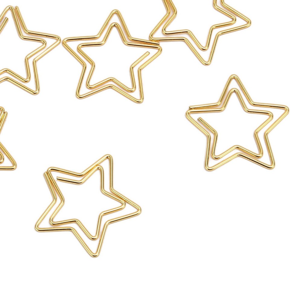 100pcs Star Paper Clips Skid Resistance Plating Process Rust Resistant Cute