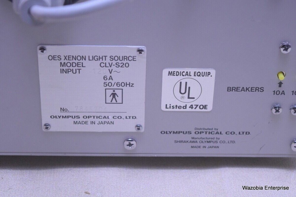 OLYMPUS MODEL CLV-S20 ENDOSCOPY LIGHT SOURCE