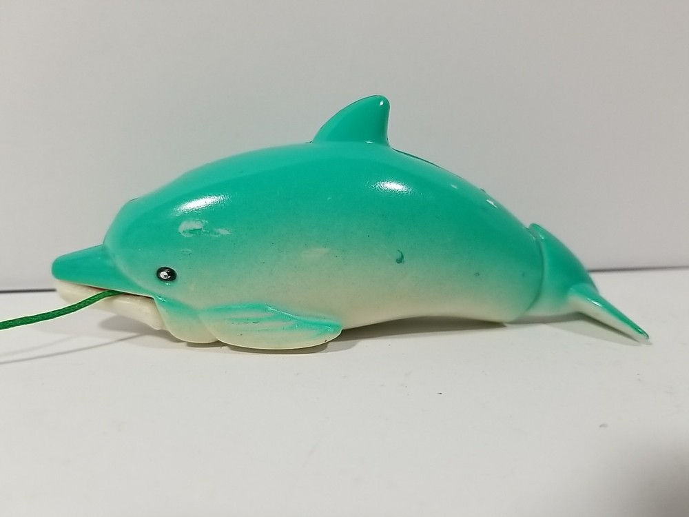Vintage PULL-STRING Dolphin w/ Flapping Flipper Action Ball Playing - Works
