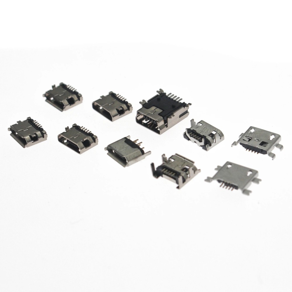 100PCS Micro & Mini USB Female Connector Kit 10 Models Charging Jack Set