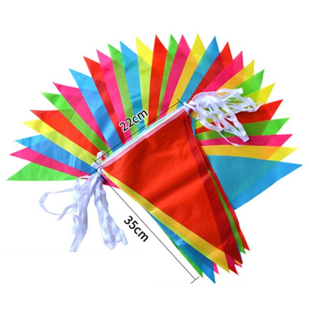 100M Multicolour Bunting Triangle Flags Party Rainbow Outdoor Decor UK