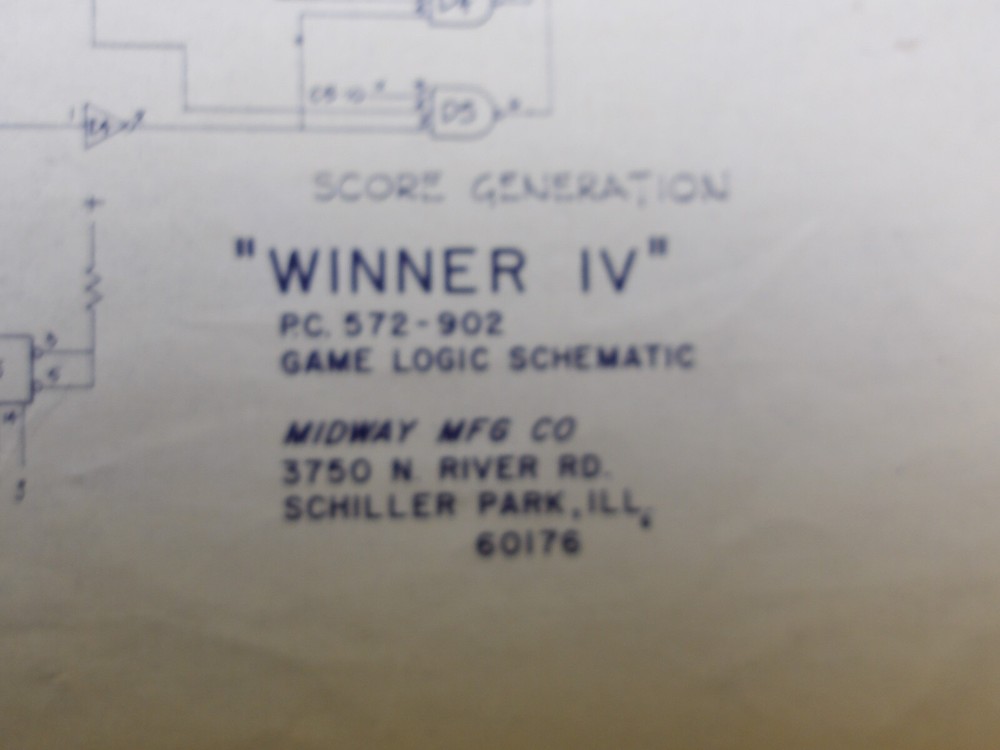 Midway- Winner IV- Schematic -NOS