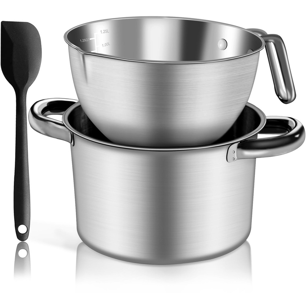 Marsheepy Double Boiler Pot Set,2000ML/1.8QT Mixing Bowl for A-2000ml, silver