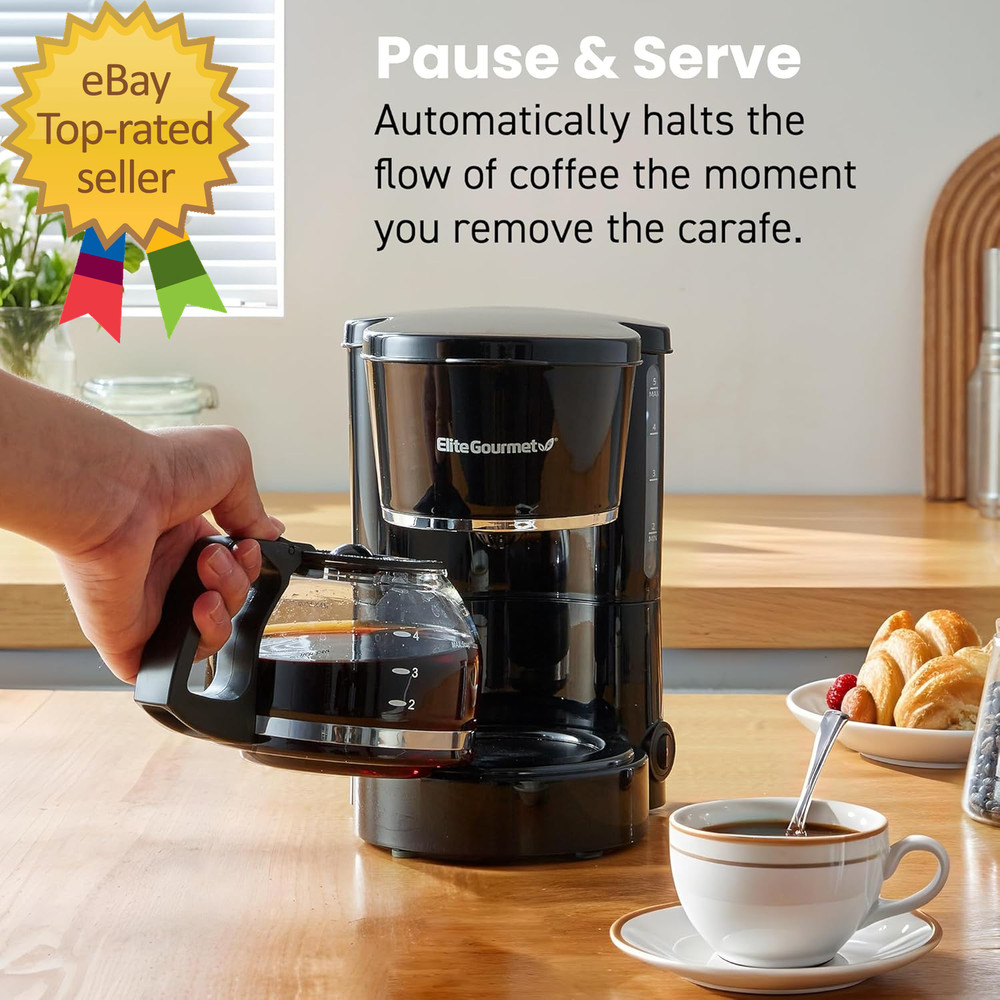 EHC-5055 Automatic 5-Cup Brew & Drip Coffee Maker with Pause N Serve Reusable