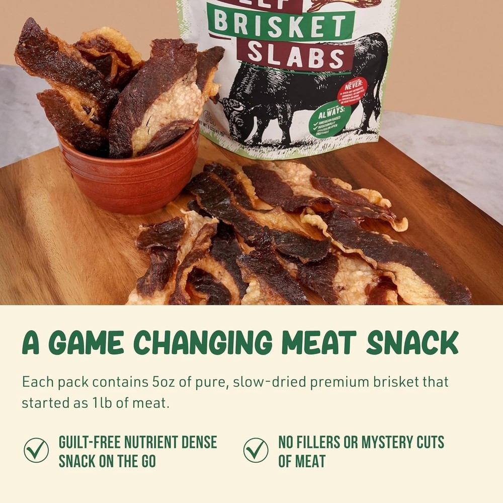 Grass-Fed Beef Brisket Slabs - High-Protein Snack