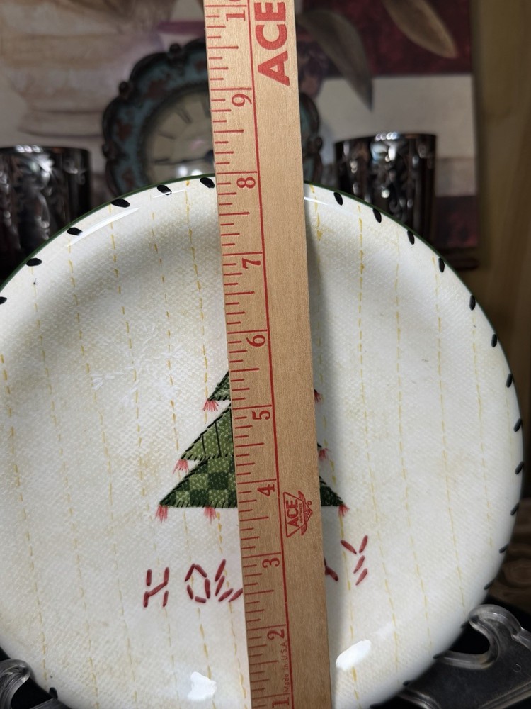 Atico Holiday Christmas Tree Plate 8” Round Decorative Serving Plate