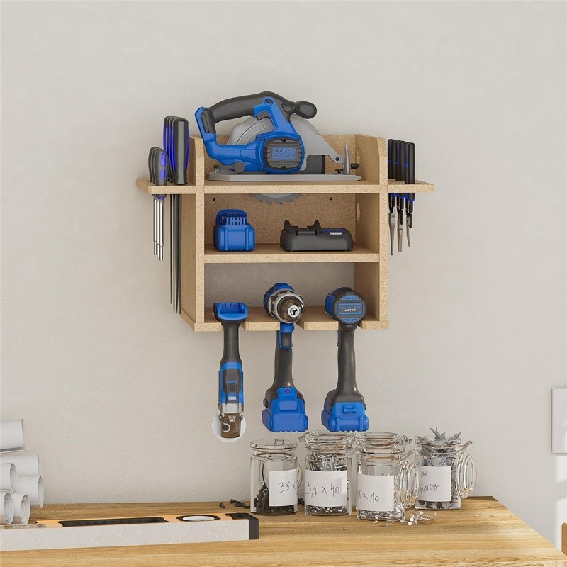 Wall Mounted Tool Storage Organizer Power Drill Dock Garage Workspace Solution