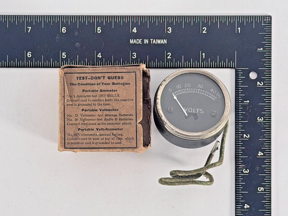 Vintage Battery Voltmeter Panel Meter w/ Box | Radio & Auto Testing c.1920s-30s