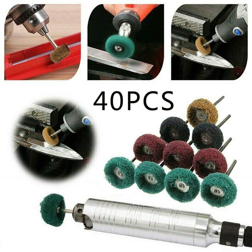 High-Efficiency 40-Piece Buffing Wheel Set - 1" Diameter, 1/8" Shank Options