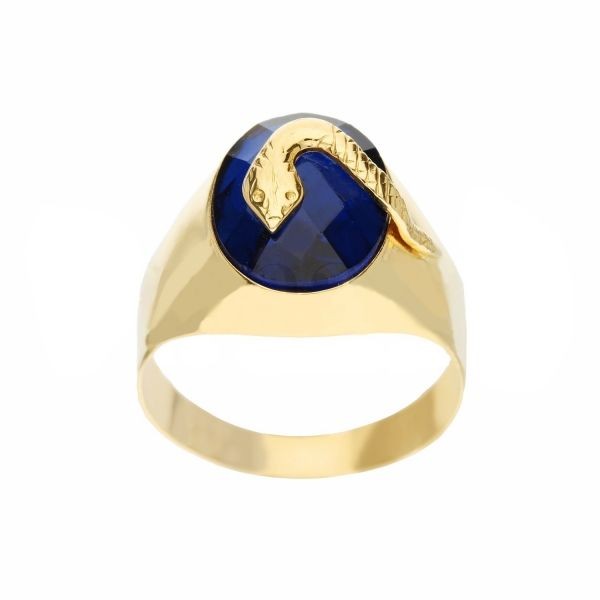 Yellow Gold Oval Snake Shield Ring