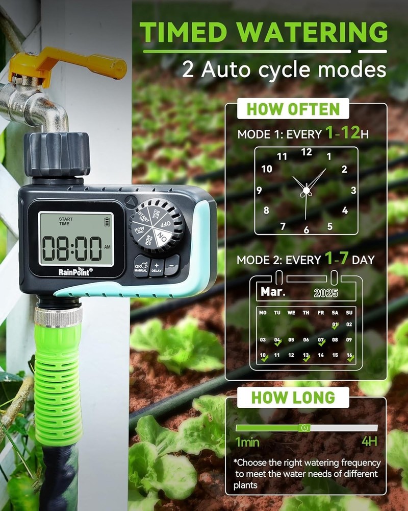 Automatic Water Timer for Garden Hose - Easy Set Up & Multi-Use With LCD Display