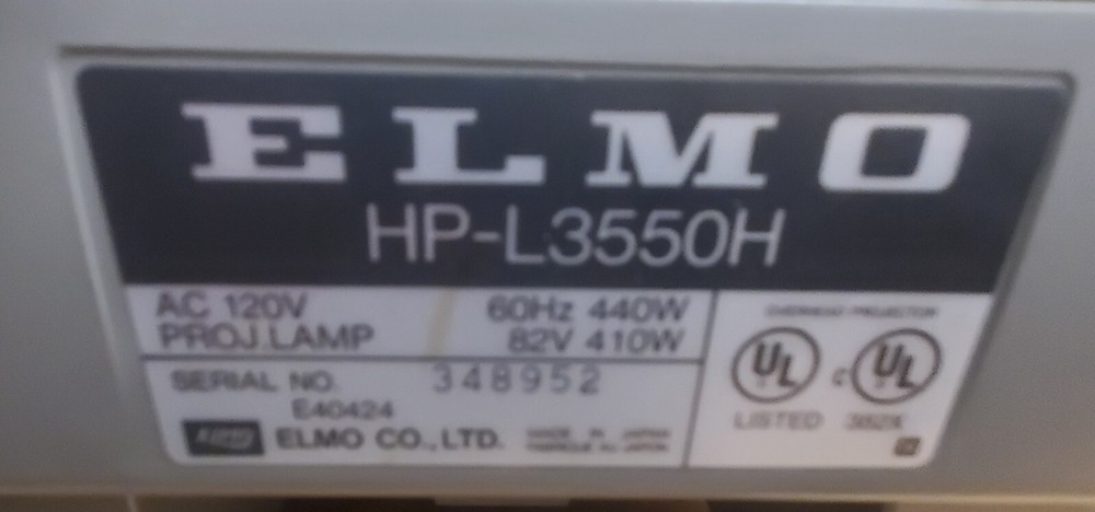 ELMO HP-L3550H Transparency Overhead Projector Tested Working Pre-owned School