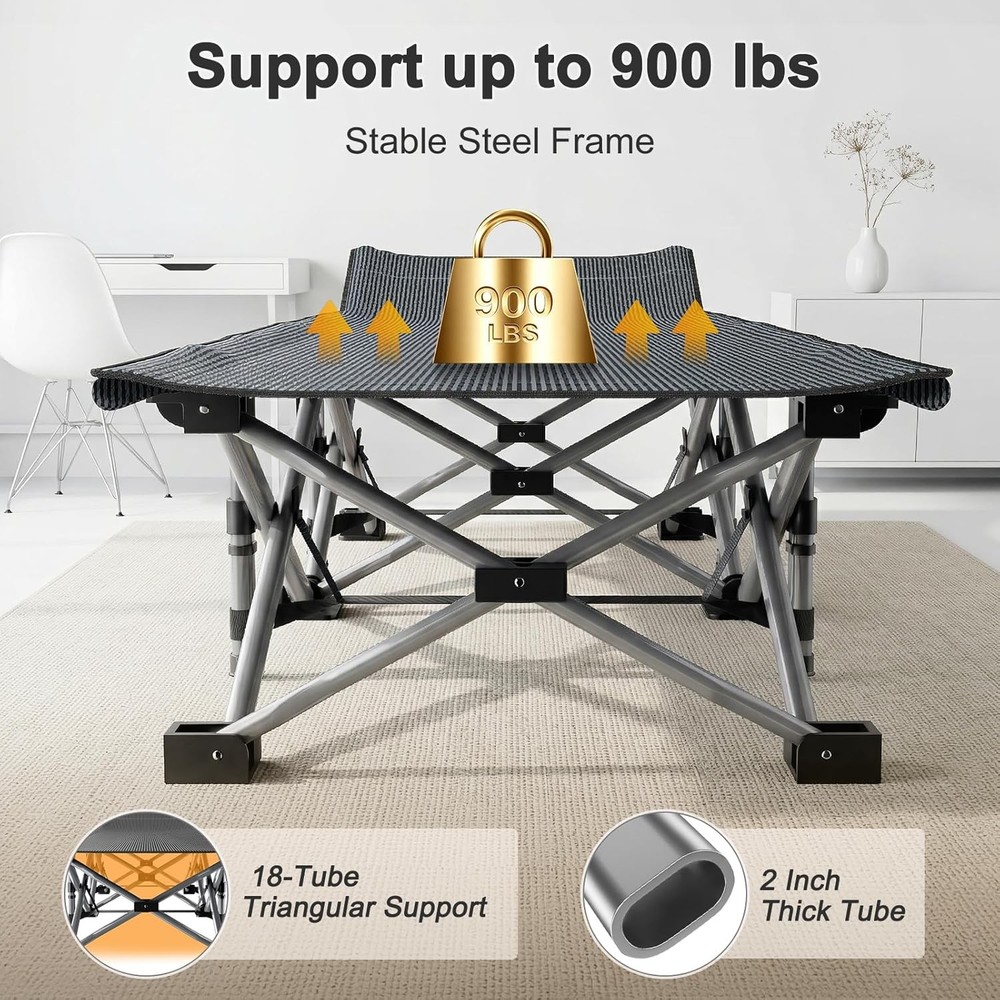 Camping Cot Folding Bed Heavy Duty 900lb Capacity