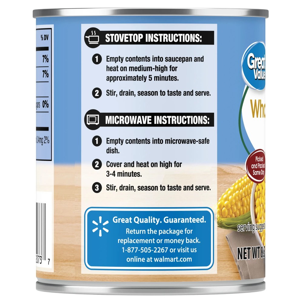 Great Value Sweet Corn 8.5oz 12 Pack Whole Kernel Canned Vegetables Bulk