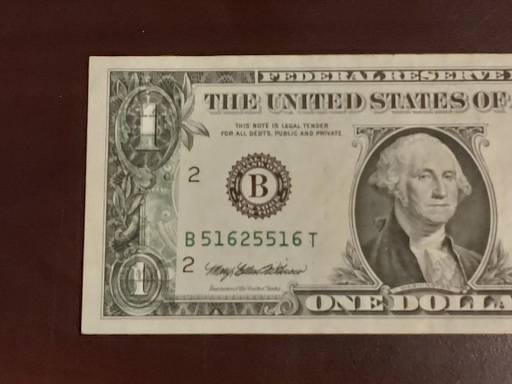 1995 $1 Bill Uncirculated - Partial Offset Printing Error! UNC