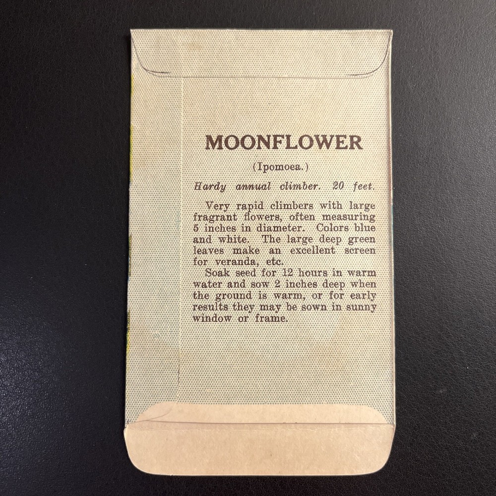 Moon Flower Antique Seed Packet, Wayne Bash, Fort Wayne, Indiana, Kitchen Decor