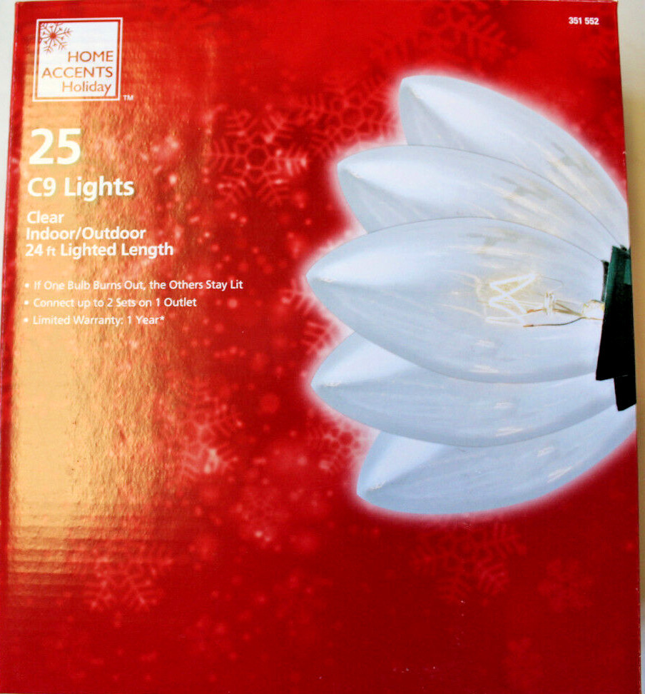 25 Count C-9 Clear Christmas / Wedding / Deck Lights