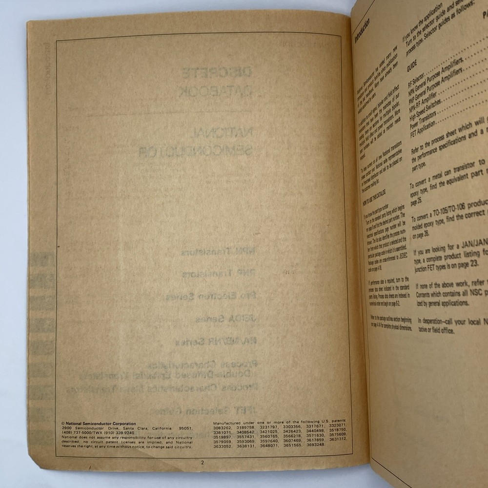 1978 Discrete Databook National Semiconductor Electronics Manual Catalog PB
