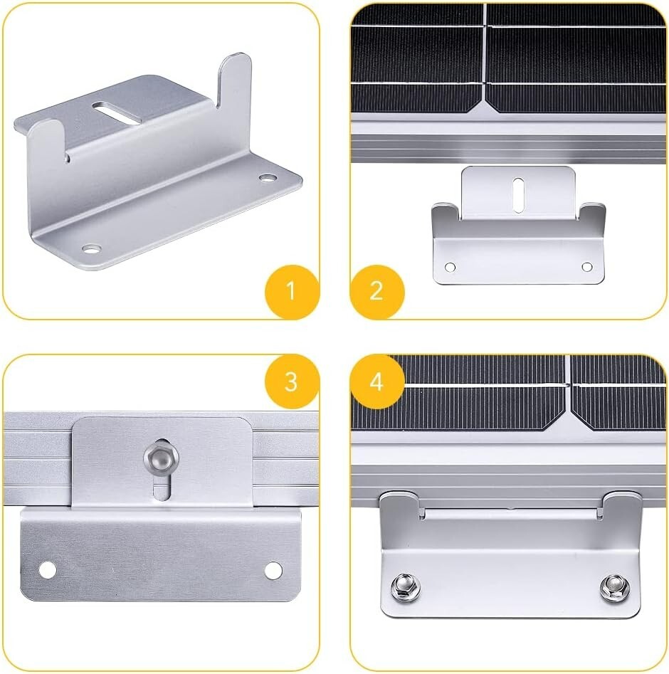 Lightweight Anodized Solar Panel Z Brackets - 16 Units for Off-Grid Applications