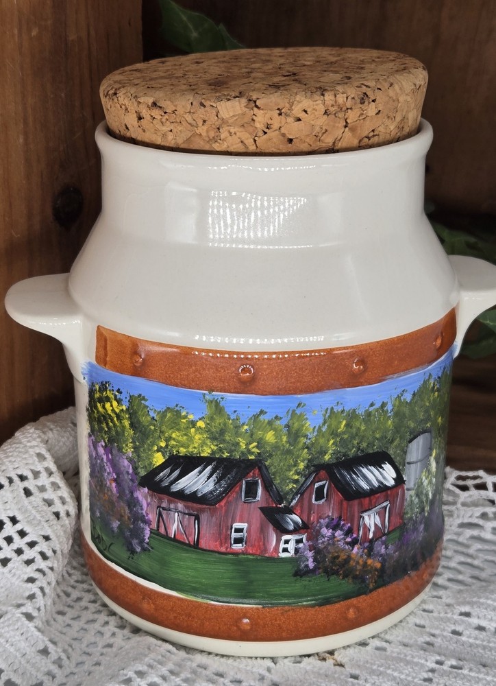 ceramic container w/ measurements (25098) hand painted