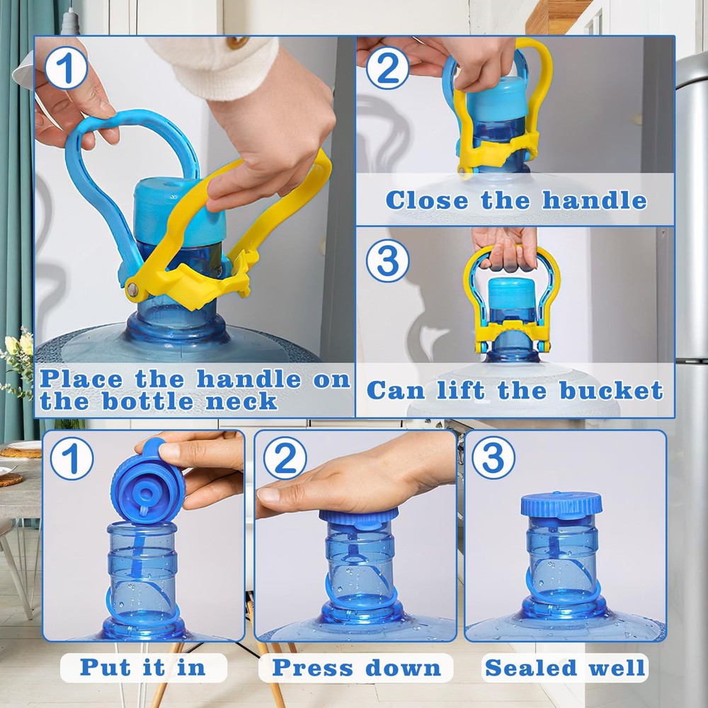 2 Pack 5 Gallon Water Bottle Handle, Stable Ergonomic Water Jug Handle, Drink...