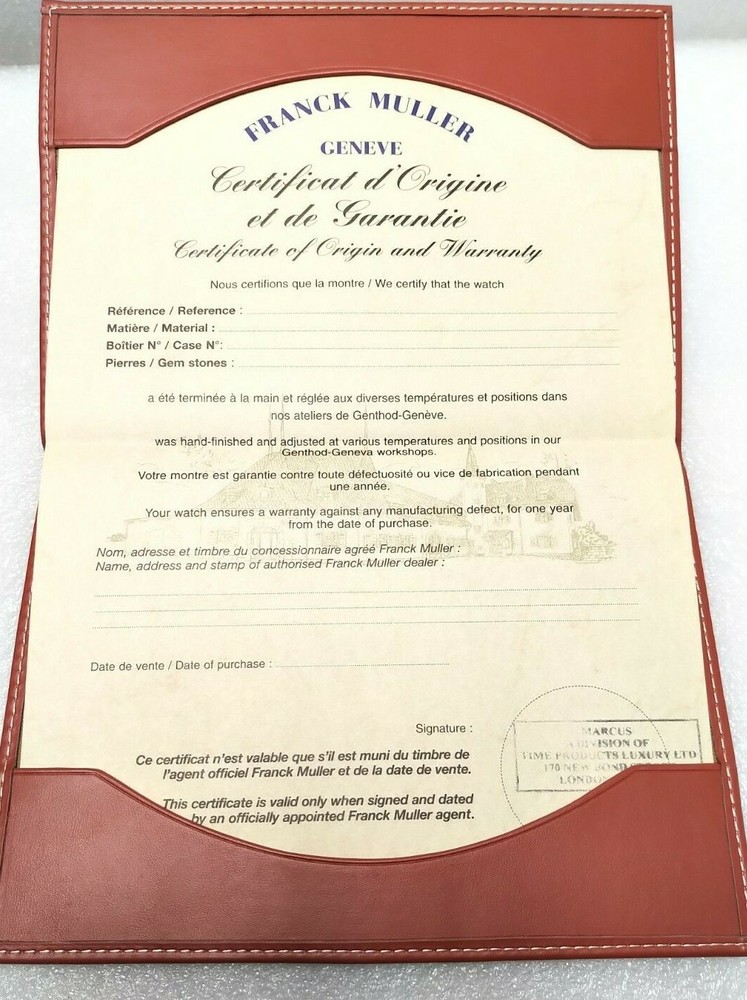 FRANCK MULLER WATCH CERTIFICATE &  DOCUMENT  HOLDER BROWN  2019 001