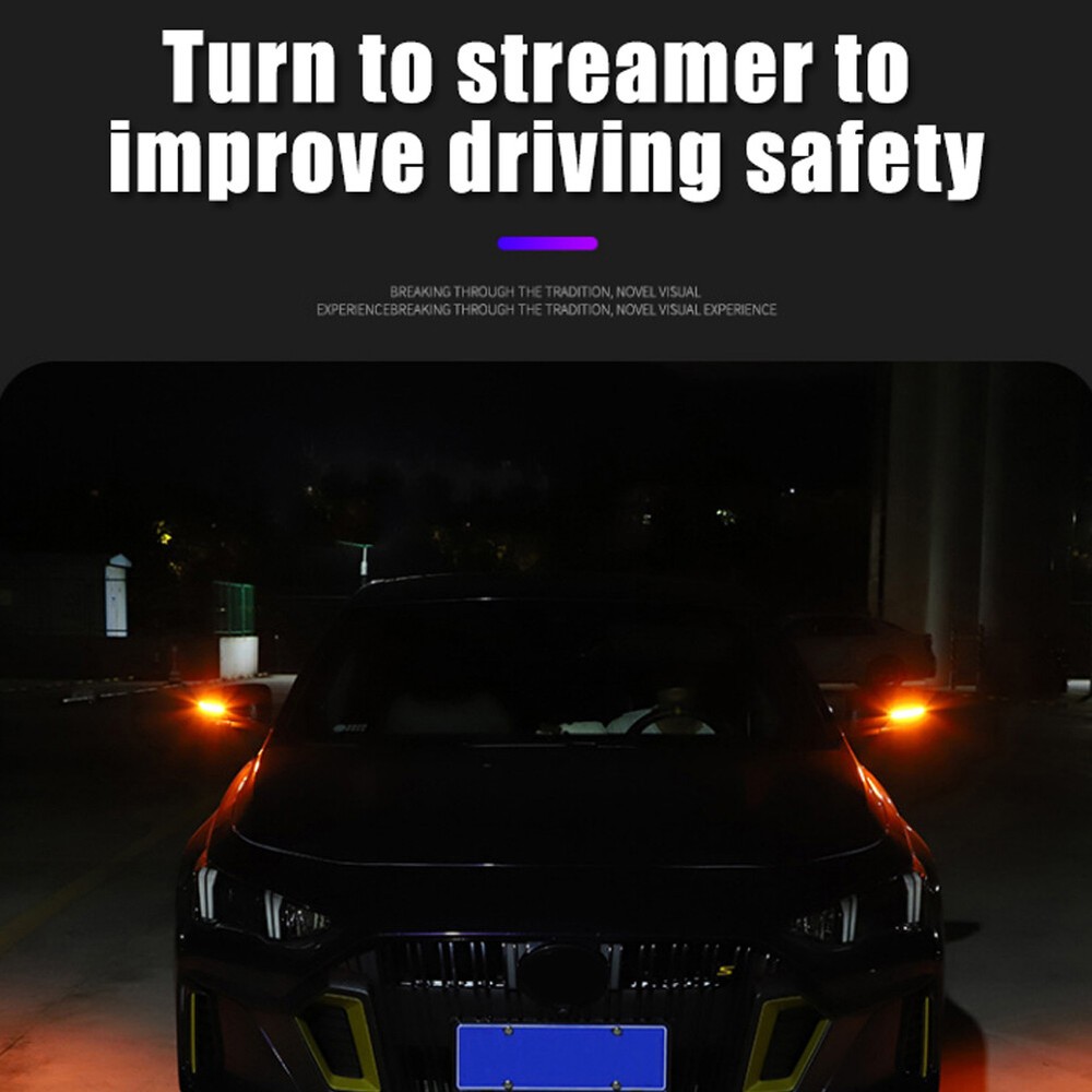 2Pcs 18cm LED Car Side Mirror Lamp Strip Turn Signal Indicator w/ Dynamic Light