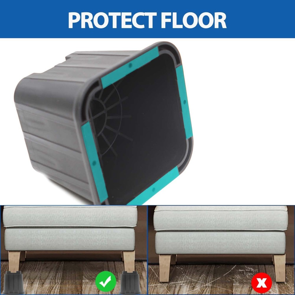 Bed Risers 8 Inch, Elevation in Height 3, 5, 8 inch, Stackable Bed Frame Rise...