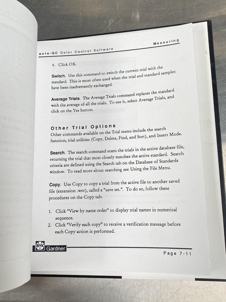Gardner Auto-Qc Color Control Software For Window 95 NT - Users Guide / Manual