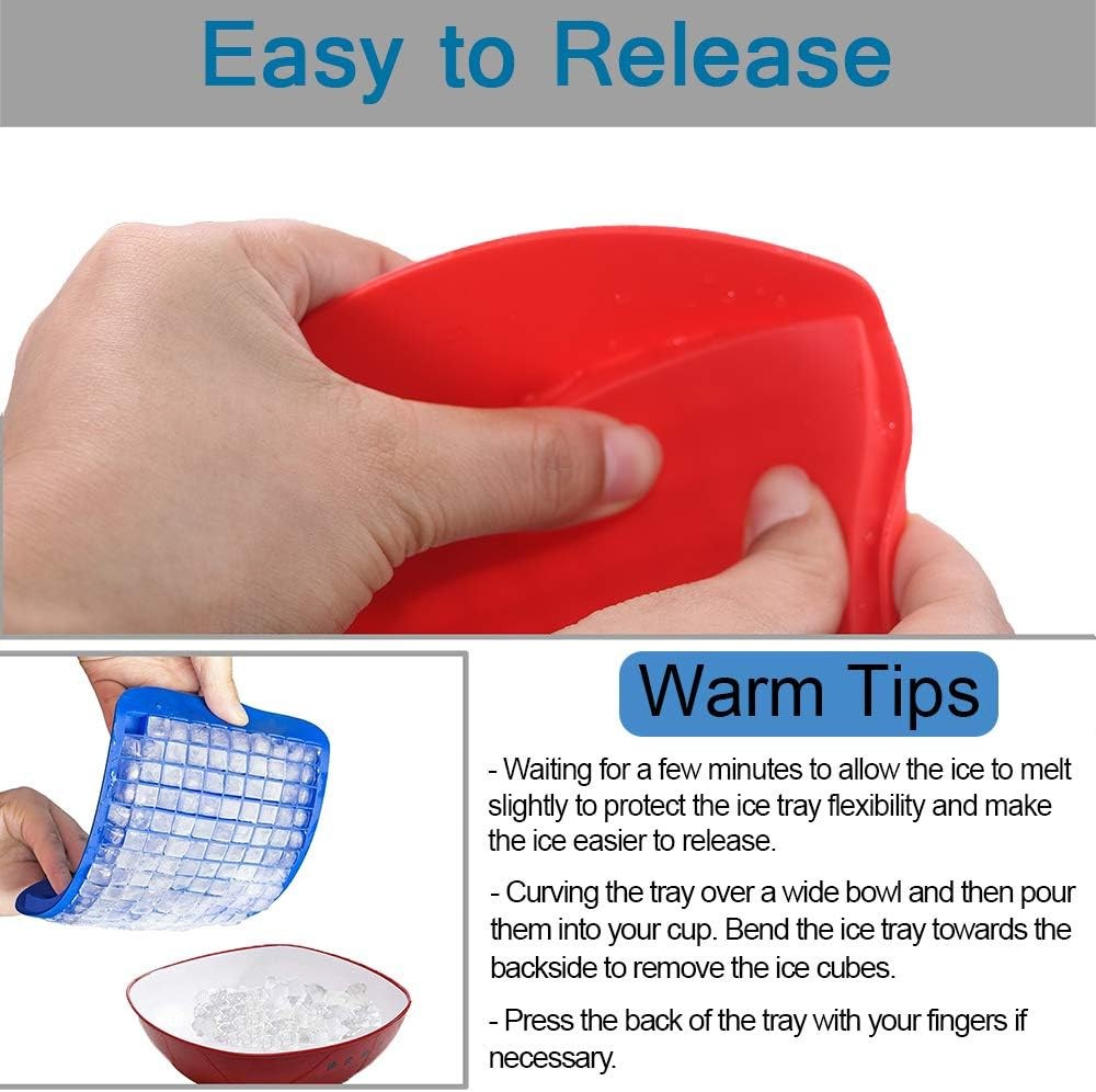 Silicone Mini Ice Cube Trays 3 Pack, 160 Crushed Black, Blue, Red