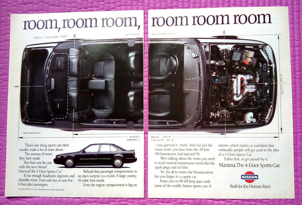 1989 Nissan Maxima 2 Page Print Ad