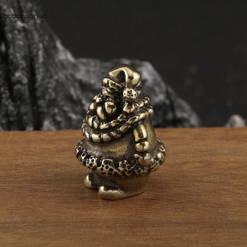 Solid Brass Santa Bauble Brass Holiday Gift Mini Figurine