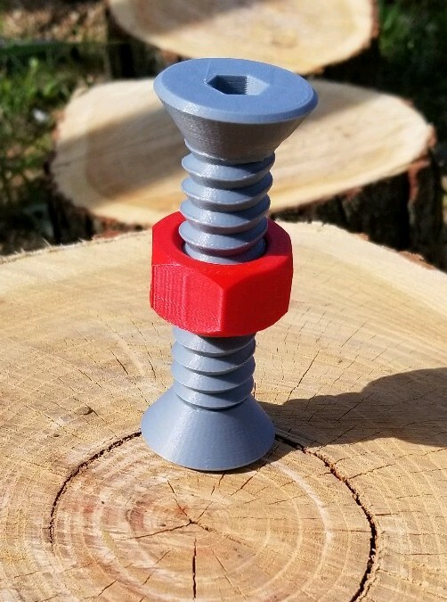 3D Printed Impossible Bolt and Nut - Medium