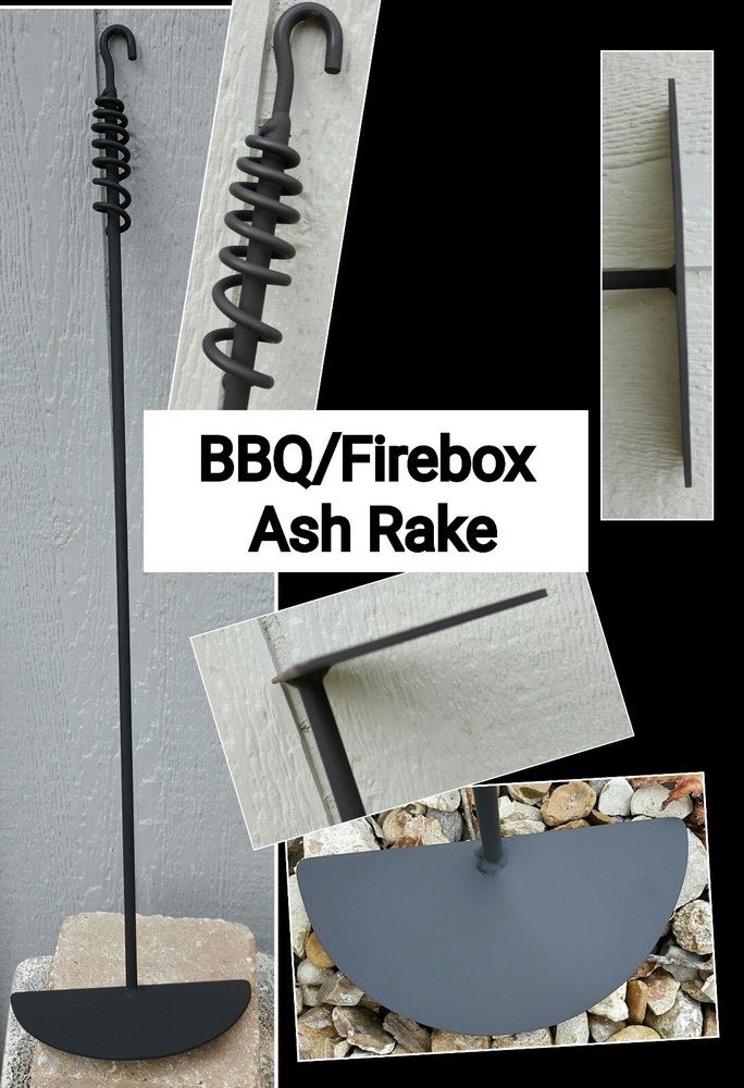 BBQ/Fire Box Round Ash/Coal Rake-Custom Length and Hoe, Made by Blacksmith