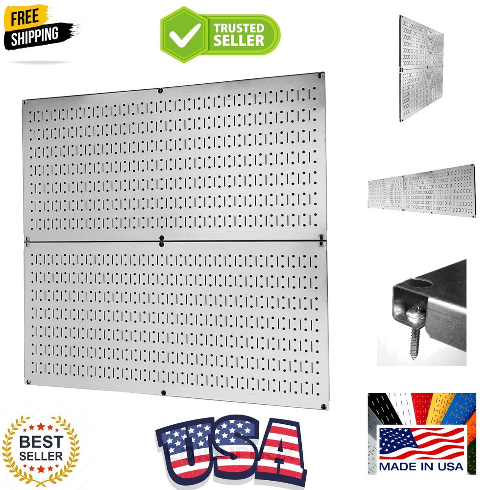 Pegboard Rack Garage Storage Galvanized Steel Horizontal Peg Board Pack - Two...