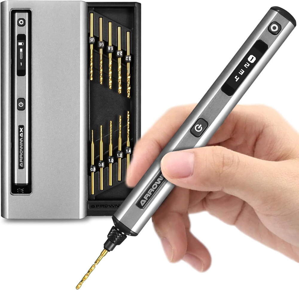 AM Electric Mini Drill Pen & PCB Micro Drill Bit Set (10 Pcs)