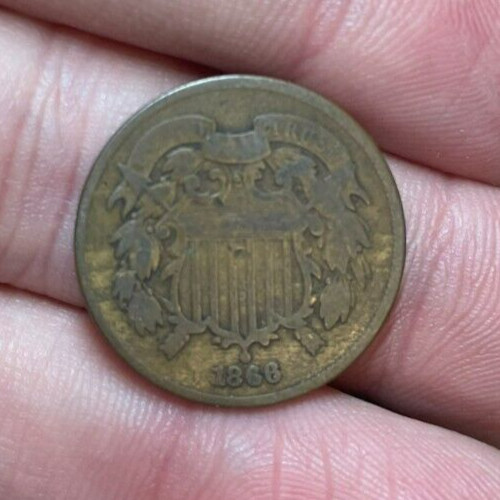 1866 2 Cent Piece Philadelphia G Solid Coin #792