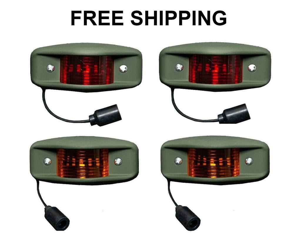 HMMWV HUMVEE Side Marker Light Kit (4) LED Military truck 24V M35A2 LMTV GREEN