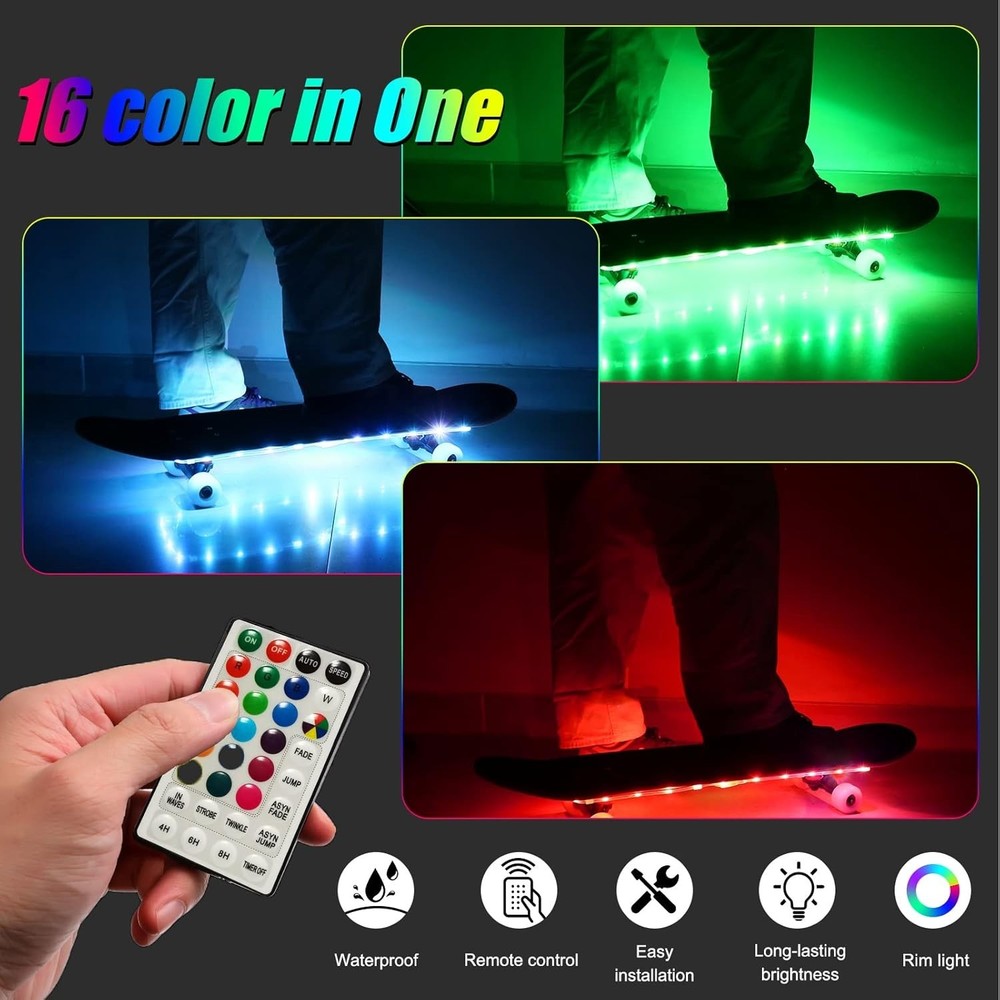 LED Skateboard Light Remote Control Skateboard Light Longboard Light Shortboa