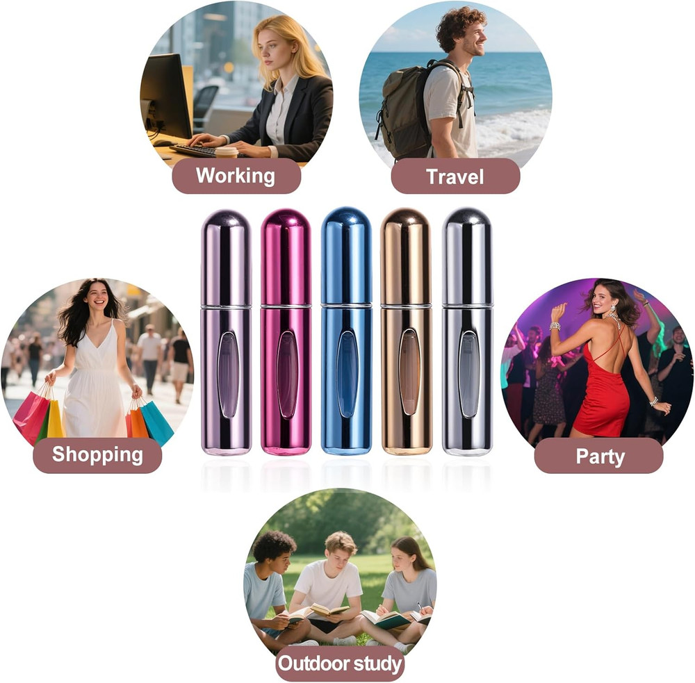Mini Refillable Perfume Portable Atomizer Bottle 5PCS Travel Size Spray Refillab