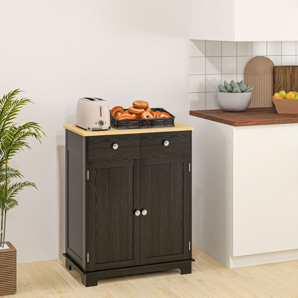 Office Coffee Cabinet - Solid Wood Countertop,Modern Tea Storage Organizer
