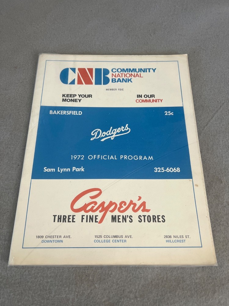 Vintage Baseball Program Book Bakersfield Dodgers Program Roster AAA League '72