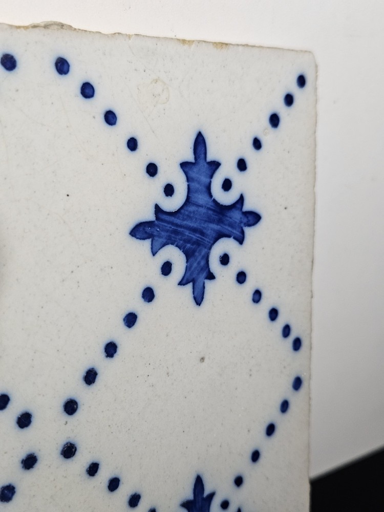 Authentic 19th Century Portugese Church Tile Earthenware Faience Cross Pattern