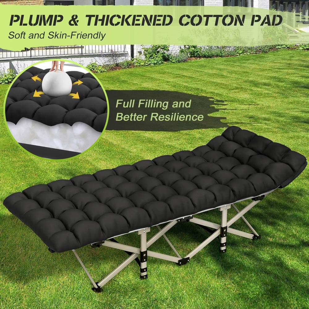 Camping Cot, Folding Camping Cot Bed for Adults Sleeping 1200D Double Layer Oxfo