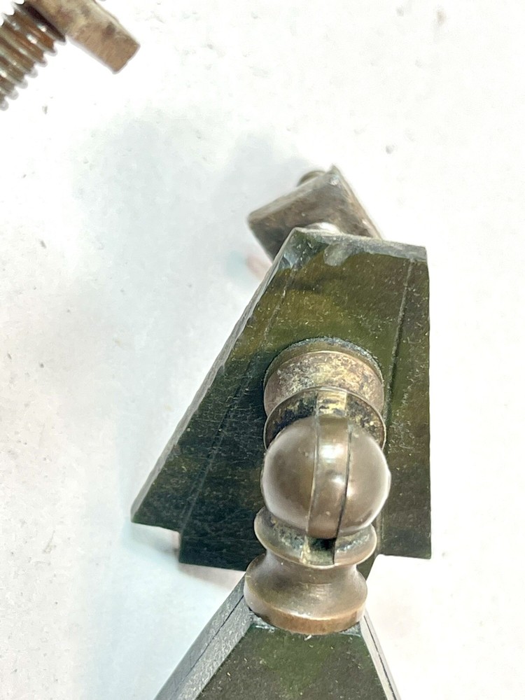 4 Antique Art Deco Dark Green Bakelite Keystone Drop Handle Drawer Pulls