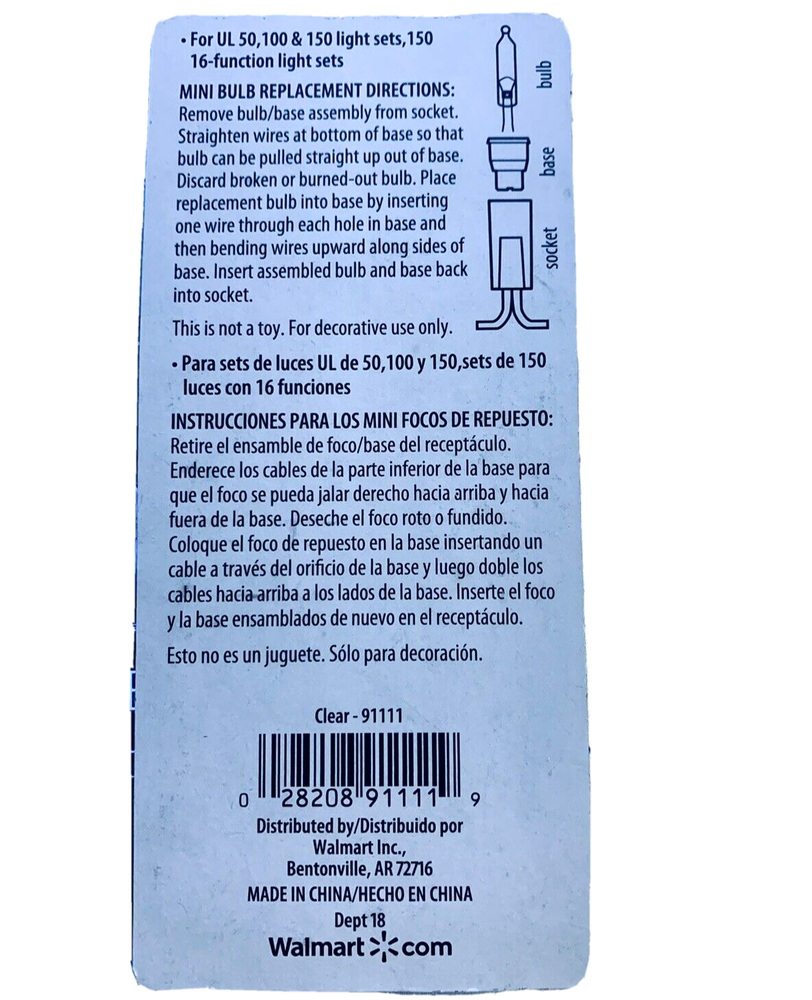 2.5 volt Christmas Light Bulbs Clear Mini 10 pack for 50 100 150 strings T5