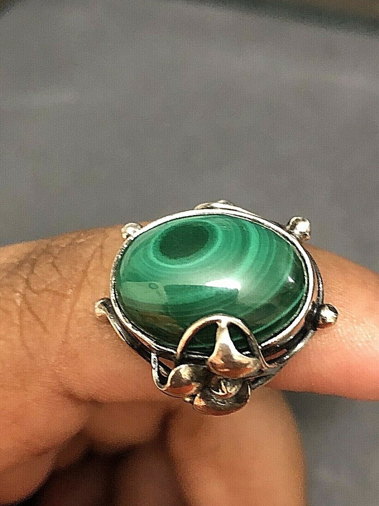 Malachite Sterling Silver Ring 6.5 (Artisan made)