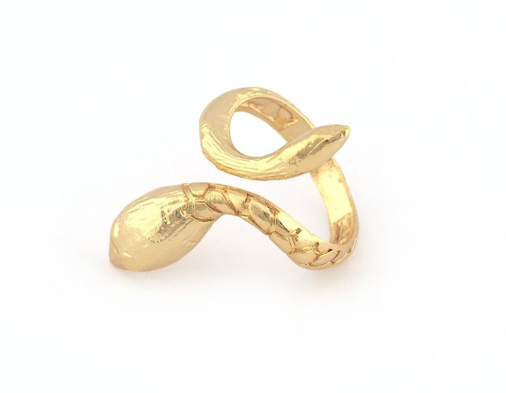 Snake Ring Adjustable Shiny gold plated brass (18mm 8US inner size) 5244